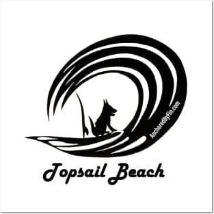 Topsail Beach wave Dog Posters and Art